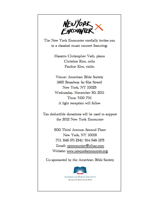 New York Encounter hosts concert of classical music in NYC, November 30